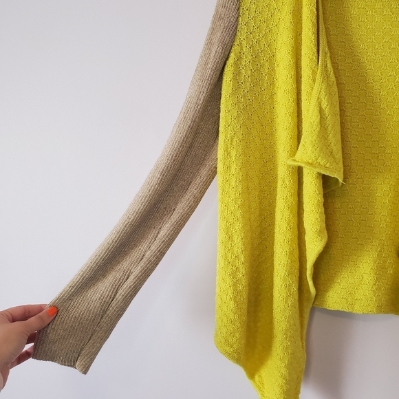 St. John Draped Cardigan Small Neon Yellow Beige - Picture 10 of 10